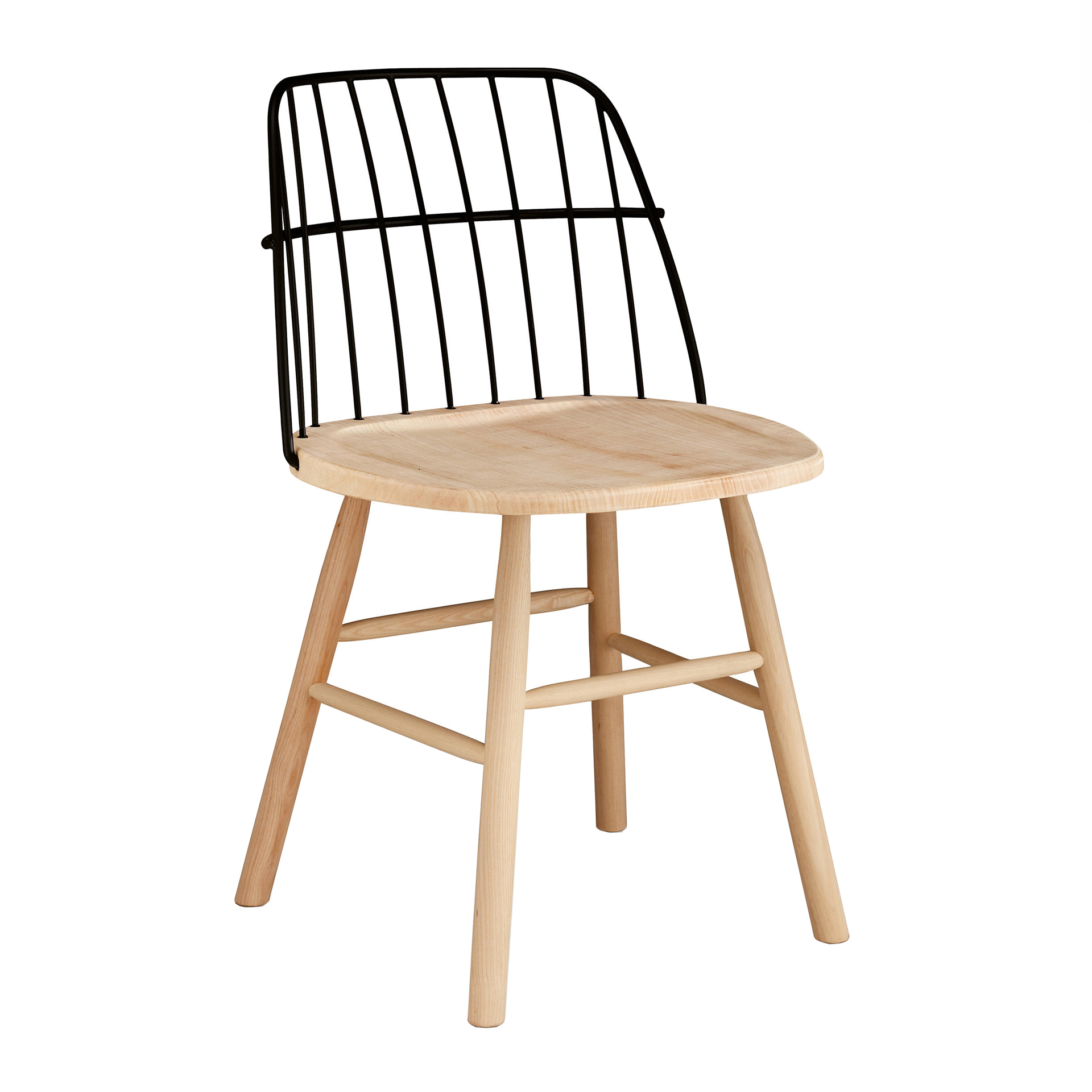 Wooden chair with metal back