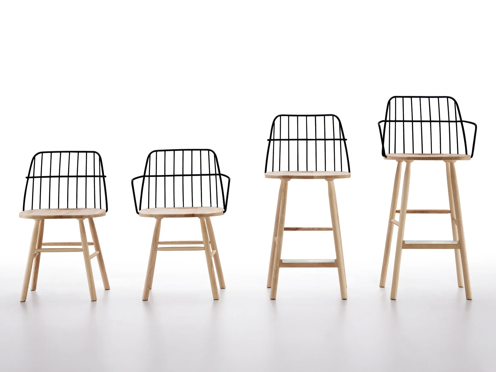 Wooden bar stool with metal back H-Strike SL