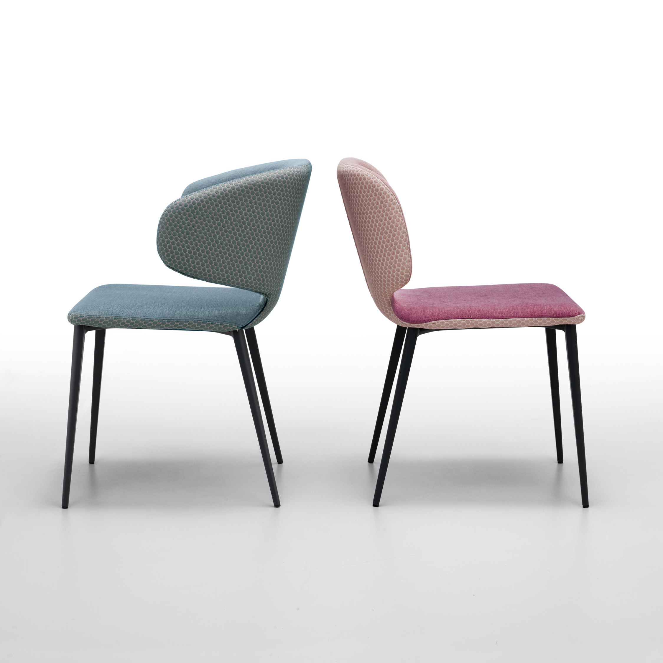 Steel chair with shell in fabric or leather B-Wrap PM TS