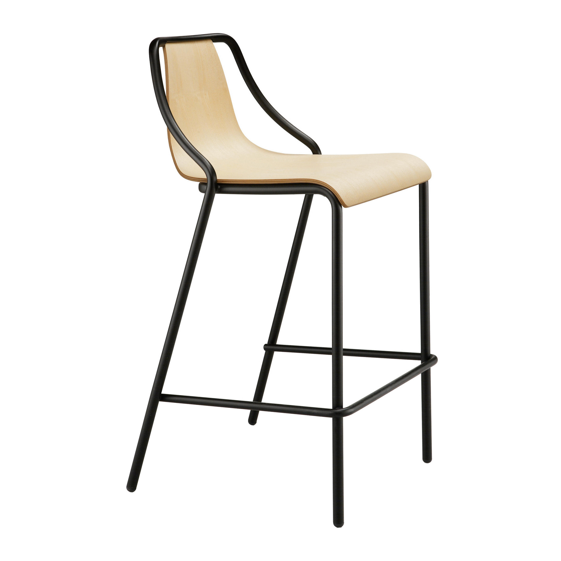 Stackable bar stool with wooden seat and back H-Ola M LG