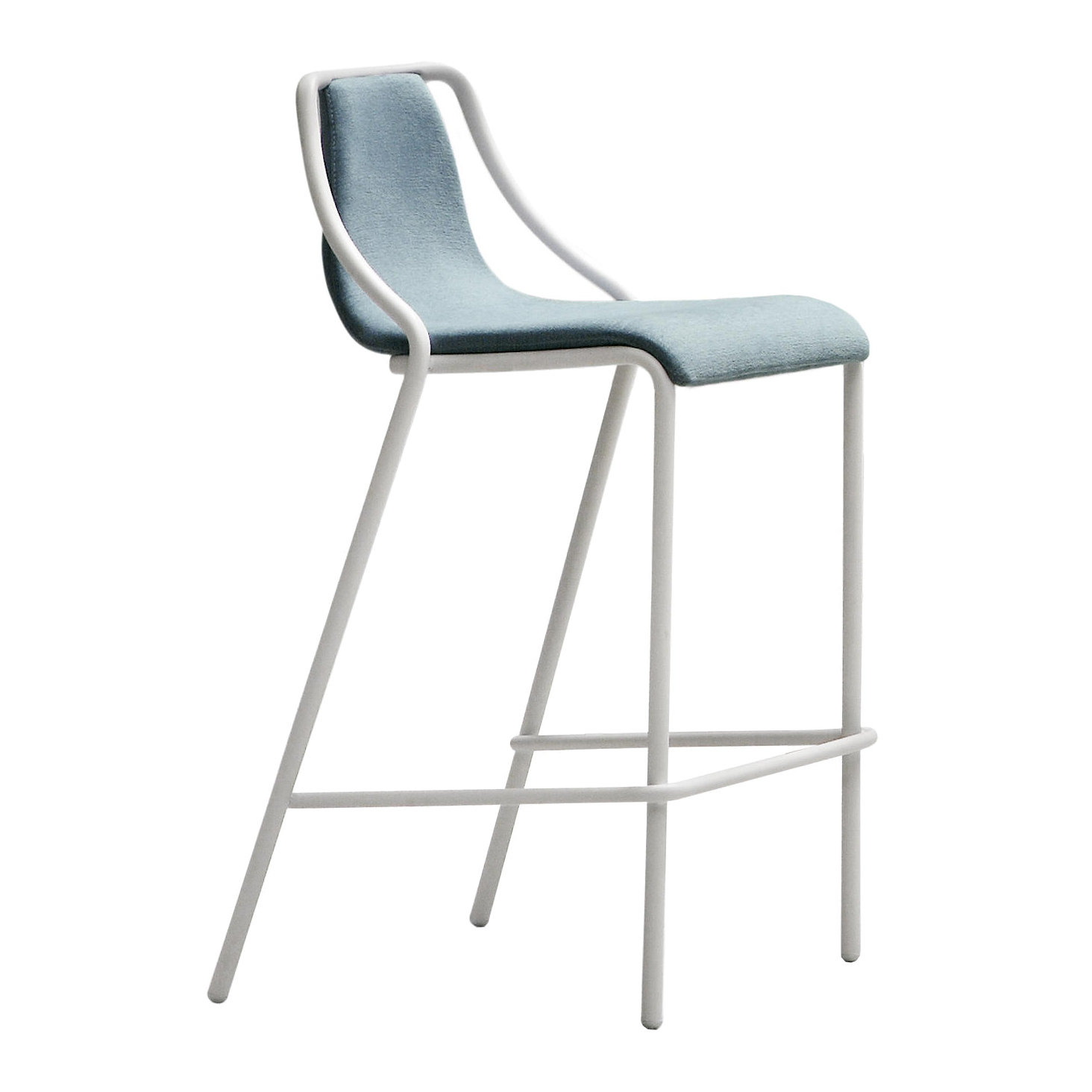 Stackable steel bar stool with shell in fabric or leather H-Ola M TS