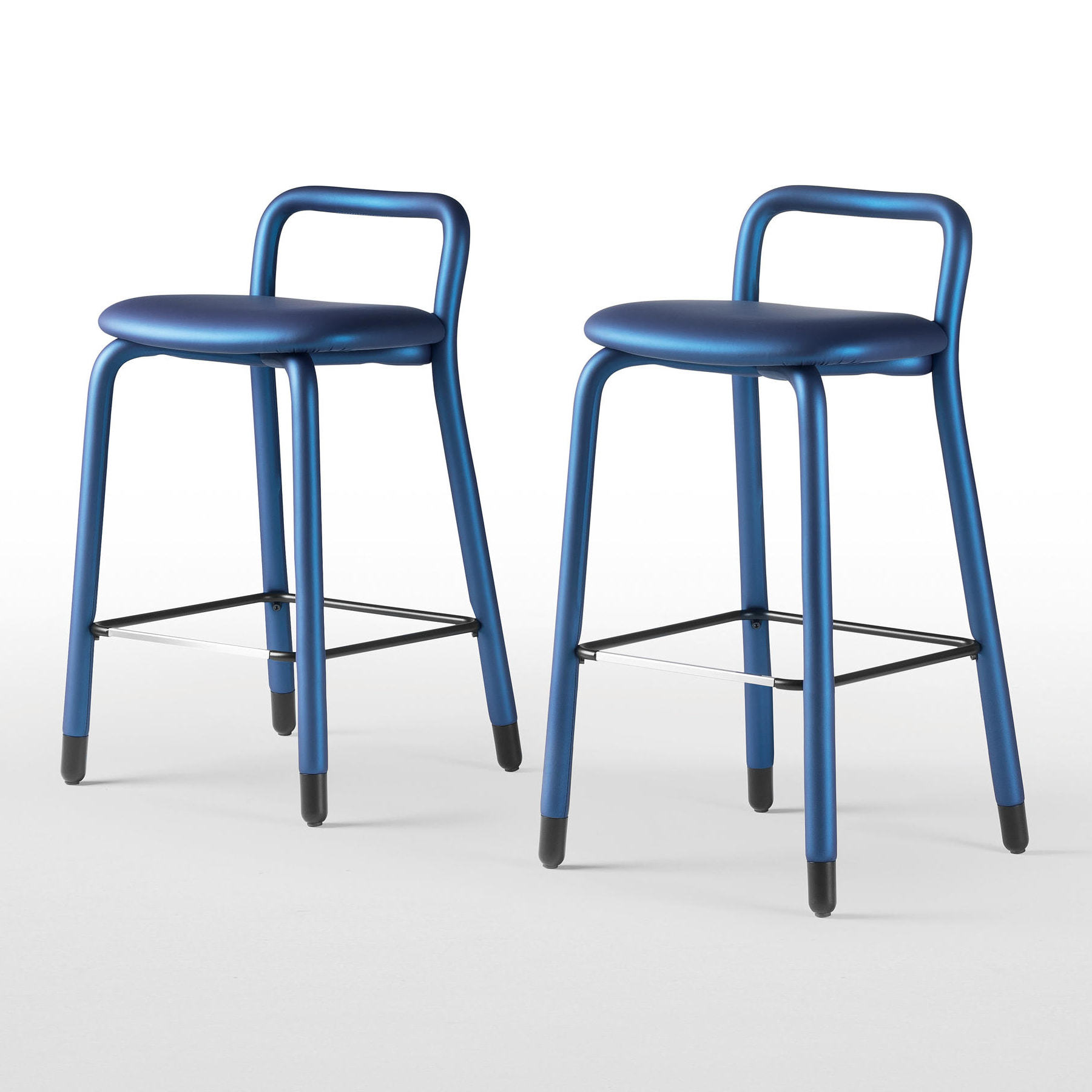 Steel bar stool сompletely upholstered in fabric H-Pippi R TS