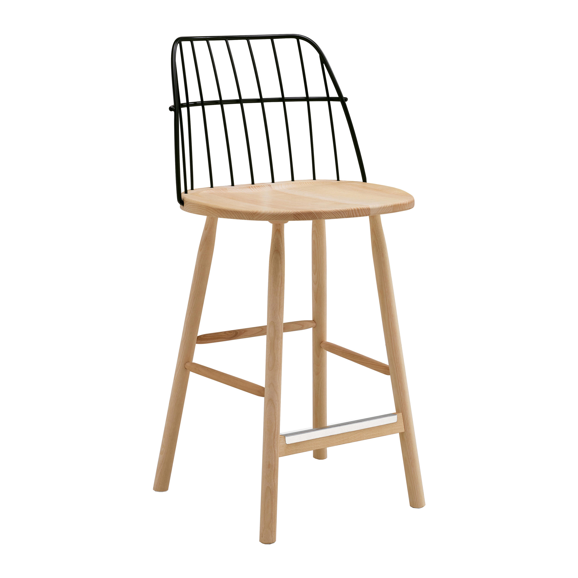Wooden bar stool with metal back H-Strike SL