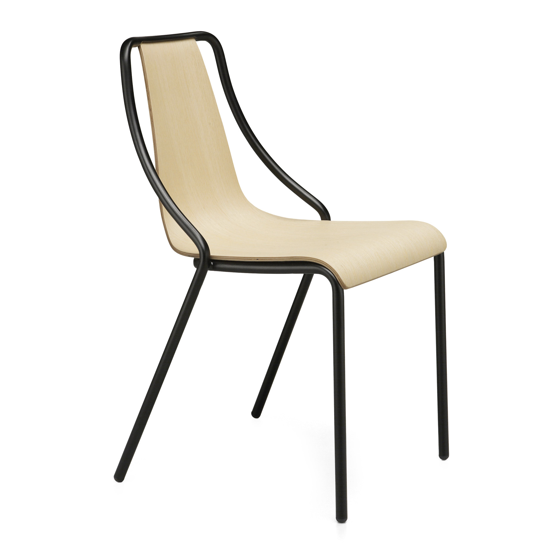 Metal chair with wooden shell