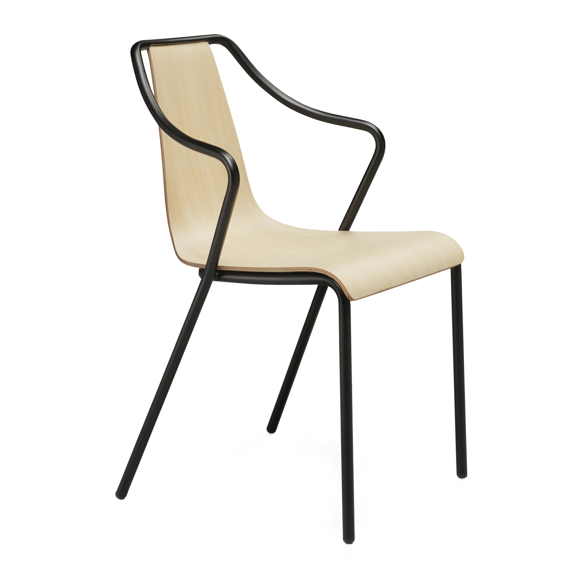 Metal chair with wooden shell