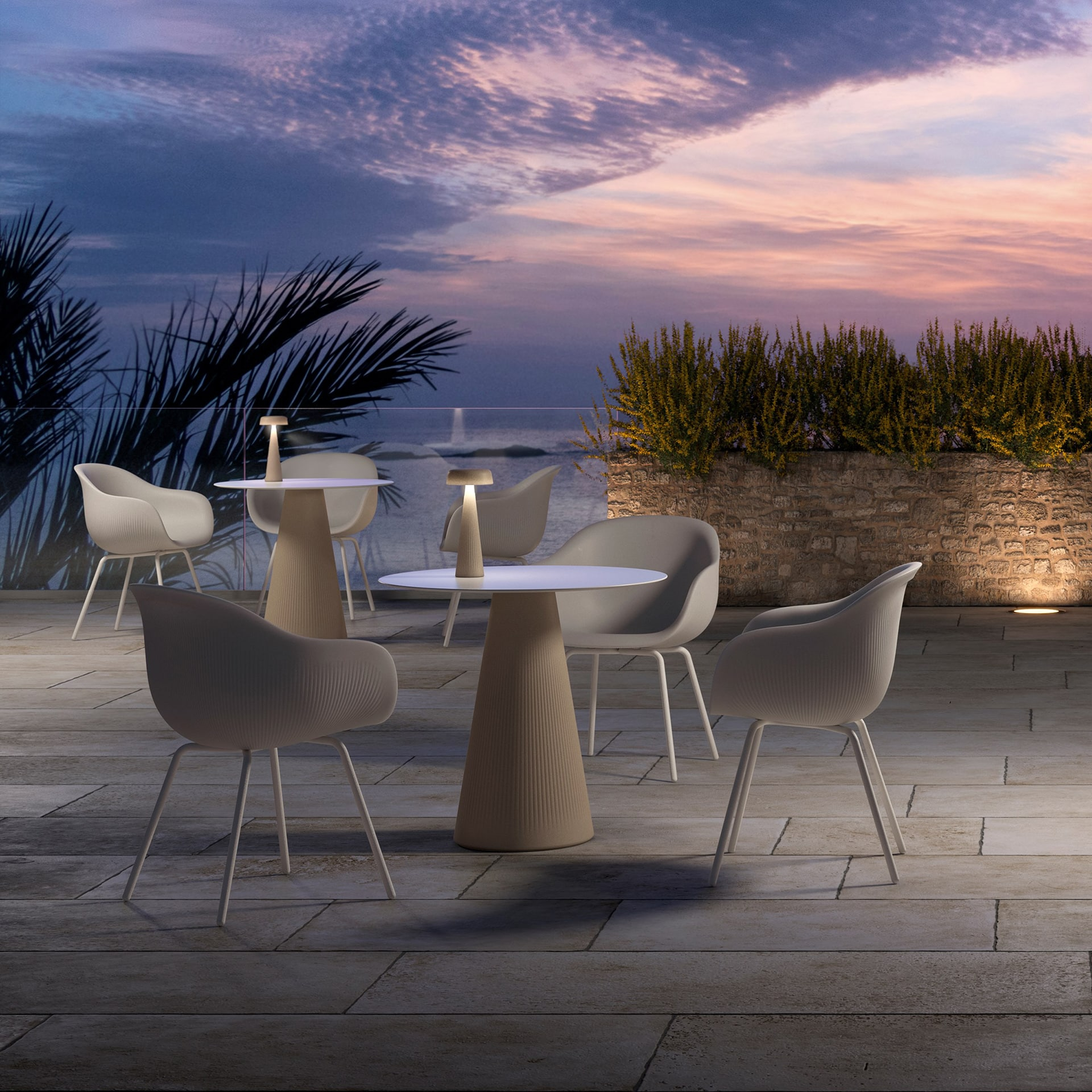Polyethylene armchair with metal legs B-Fade