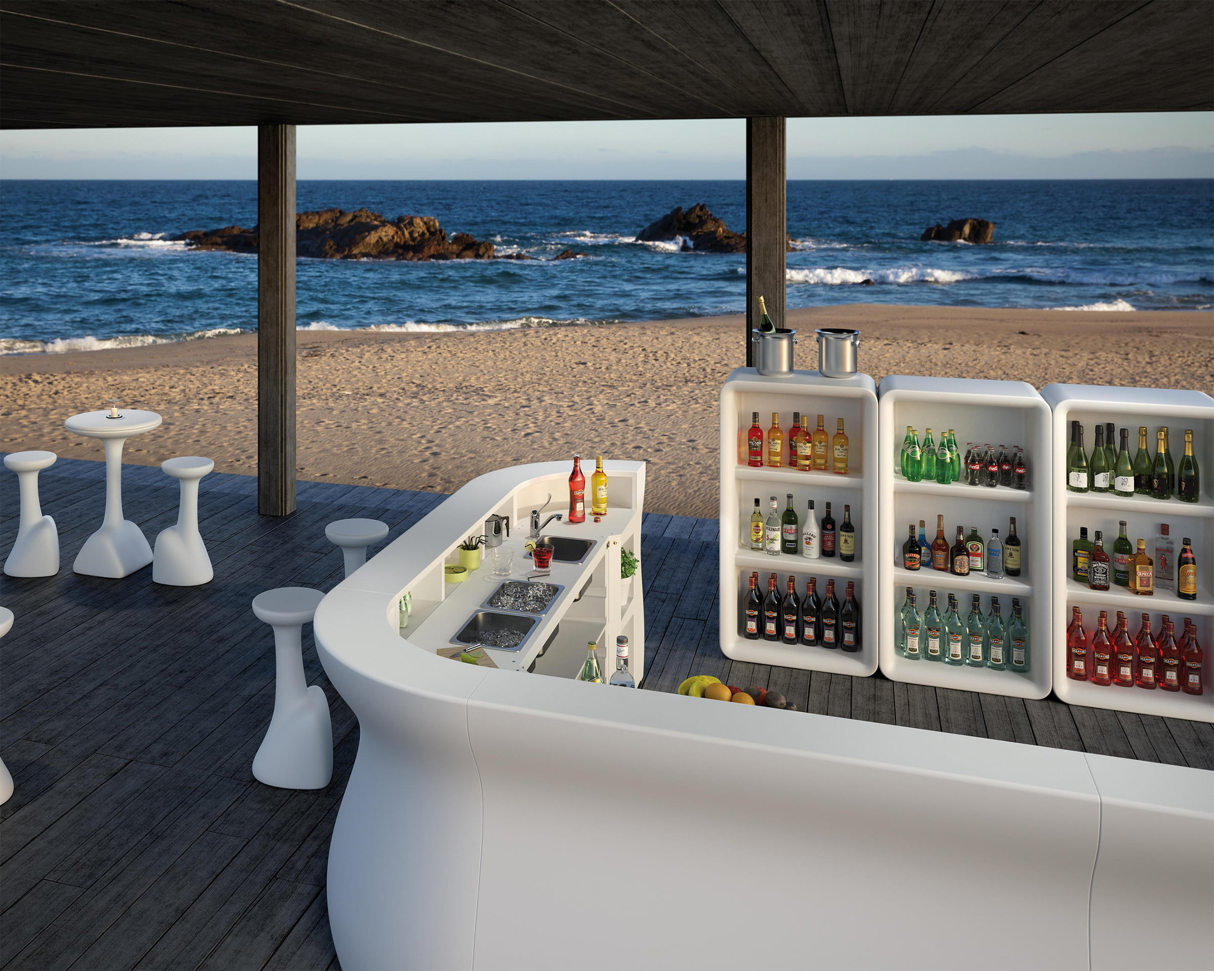 Polyethylene corner bar counter Bartolomeo