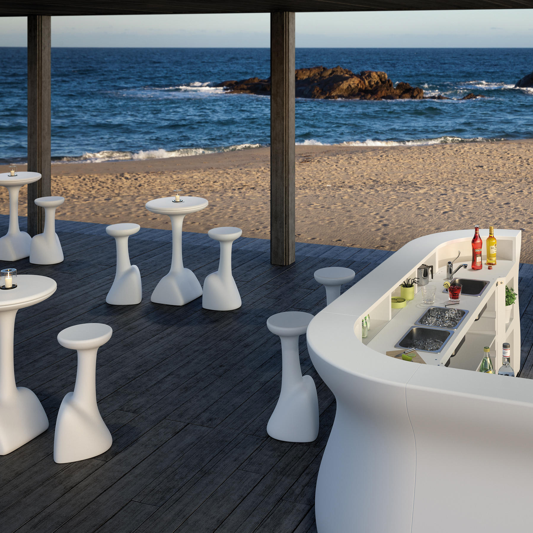 Outdoor high stool with polyethylene shell C-Armillaria