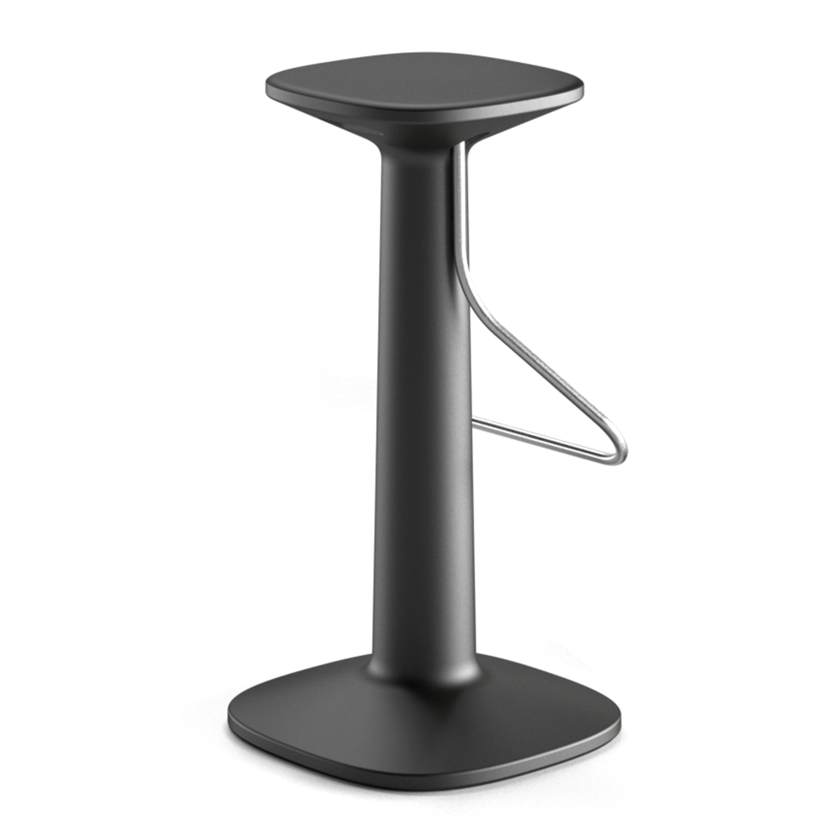 Plastic stool with metal footrest