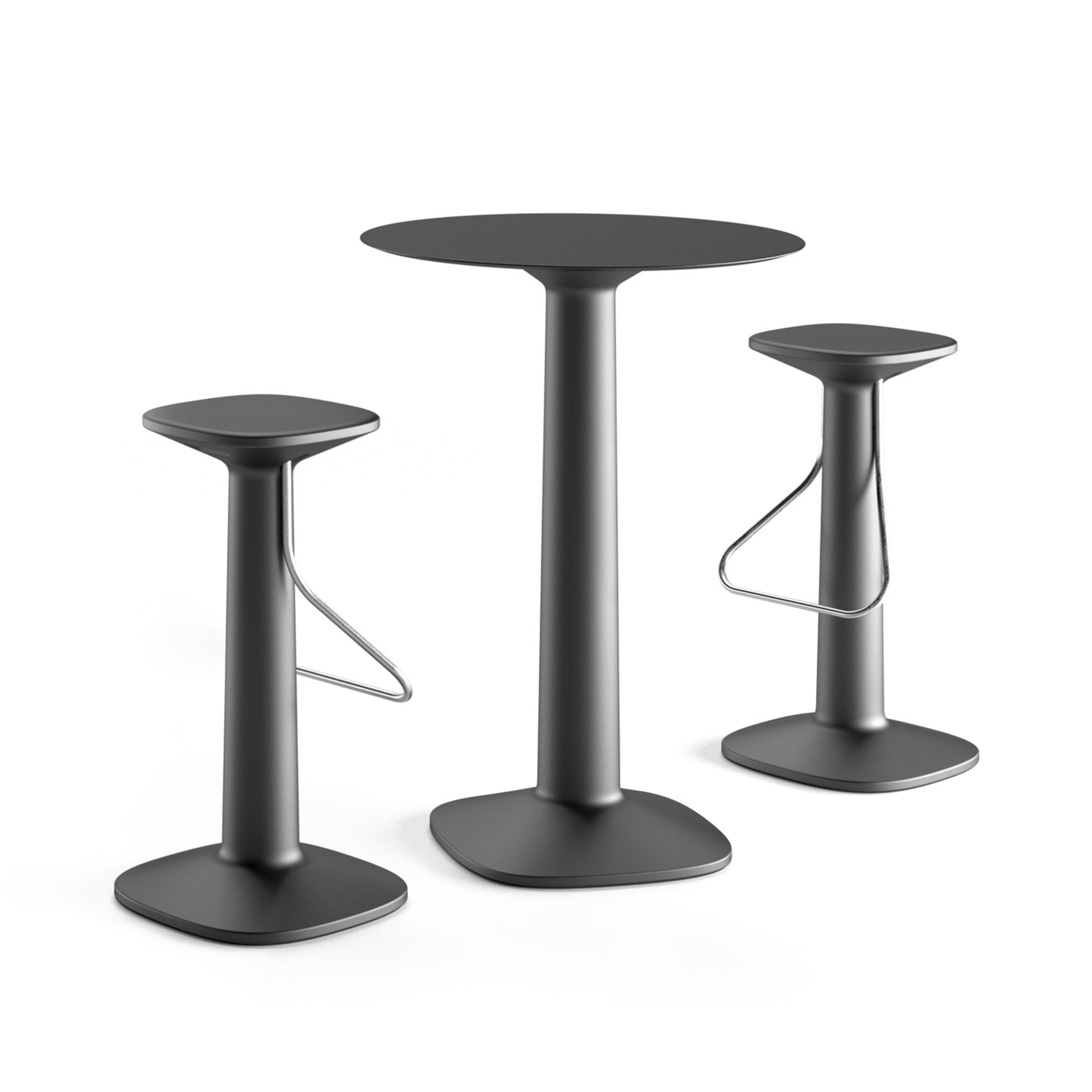 Stool with polyethylene frame and steel footrest C-Tool