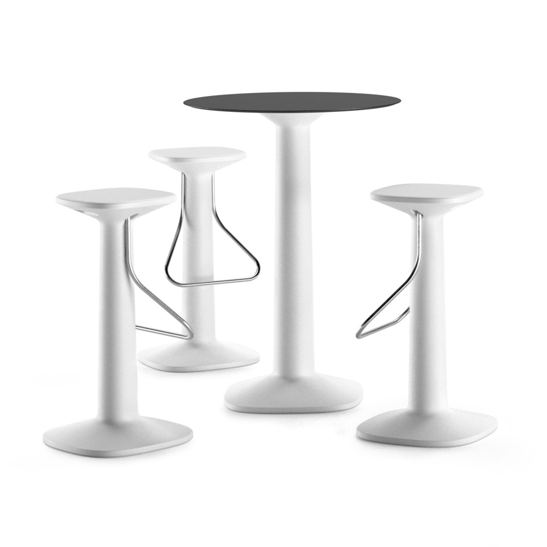 Stool with polyethylene frame and steel footrest C-Tool