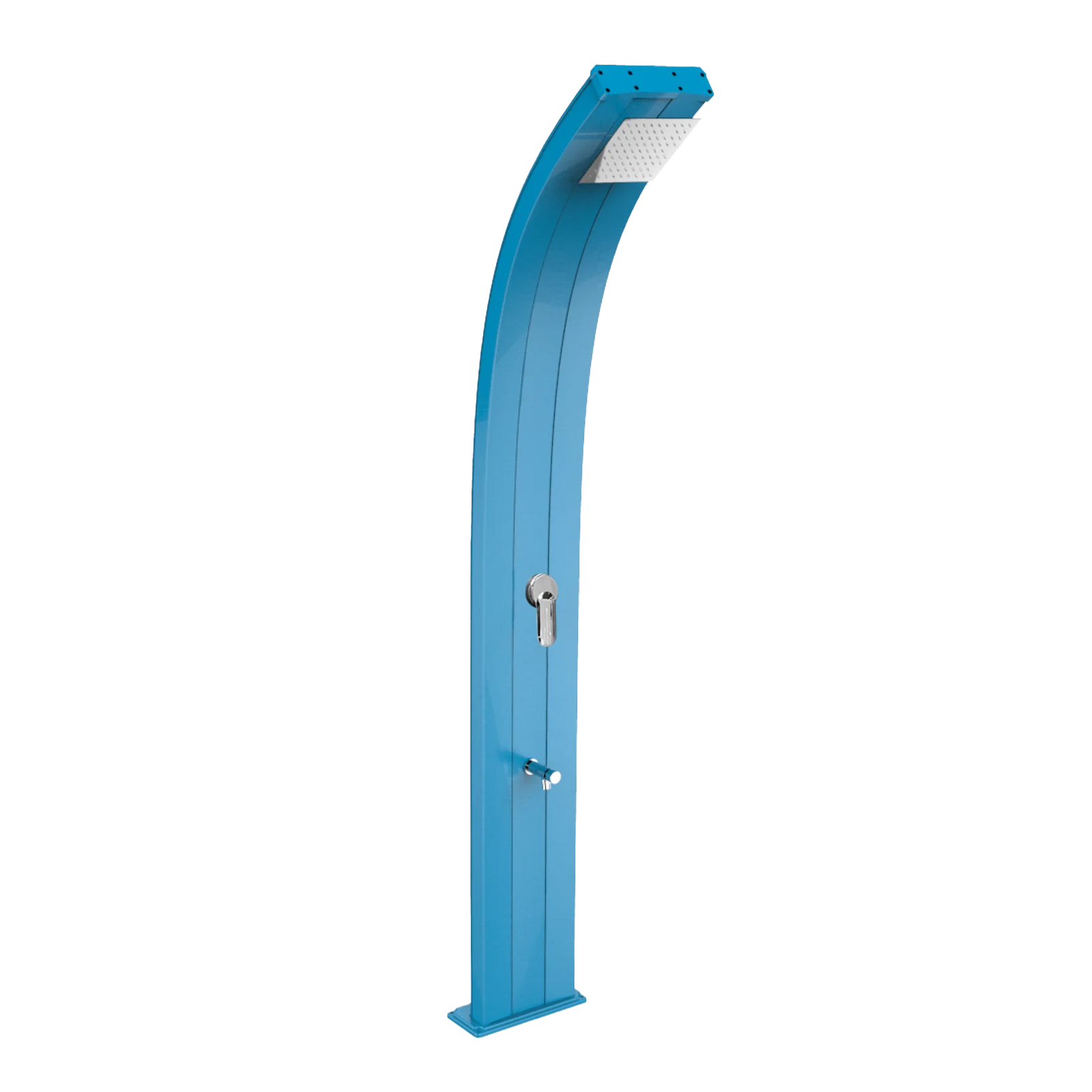 Aluminum solar shower with footwasher