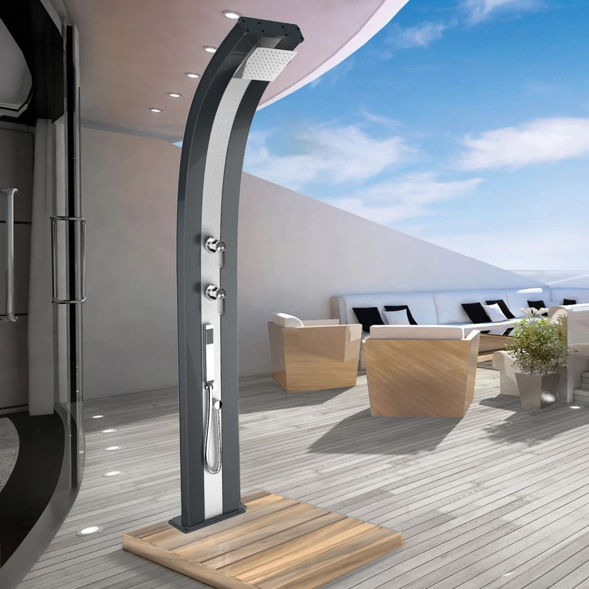 Aluminum solar shower with hand shower and diverter Dada D340