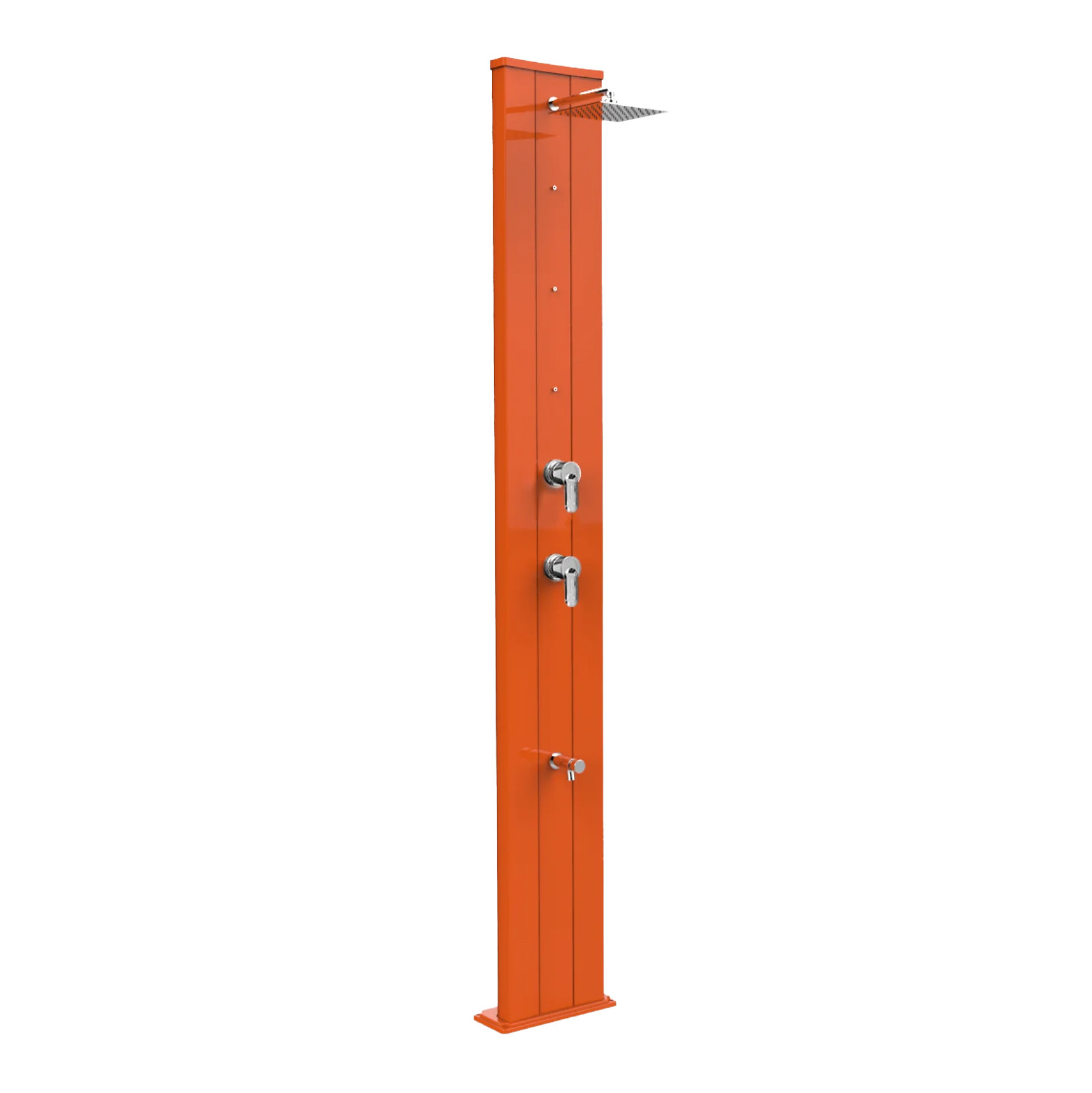 Aluminum solar shower with timed footwasher, diverter and nebulizers Dada S D450
