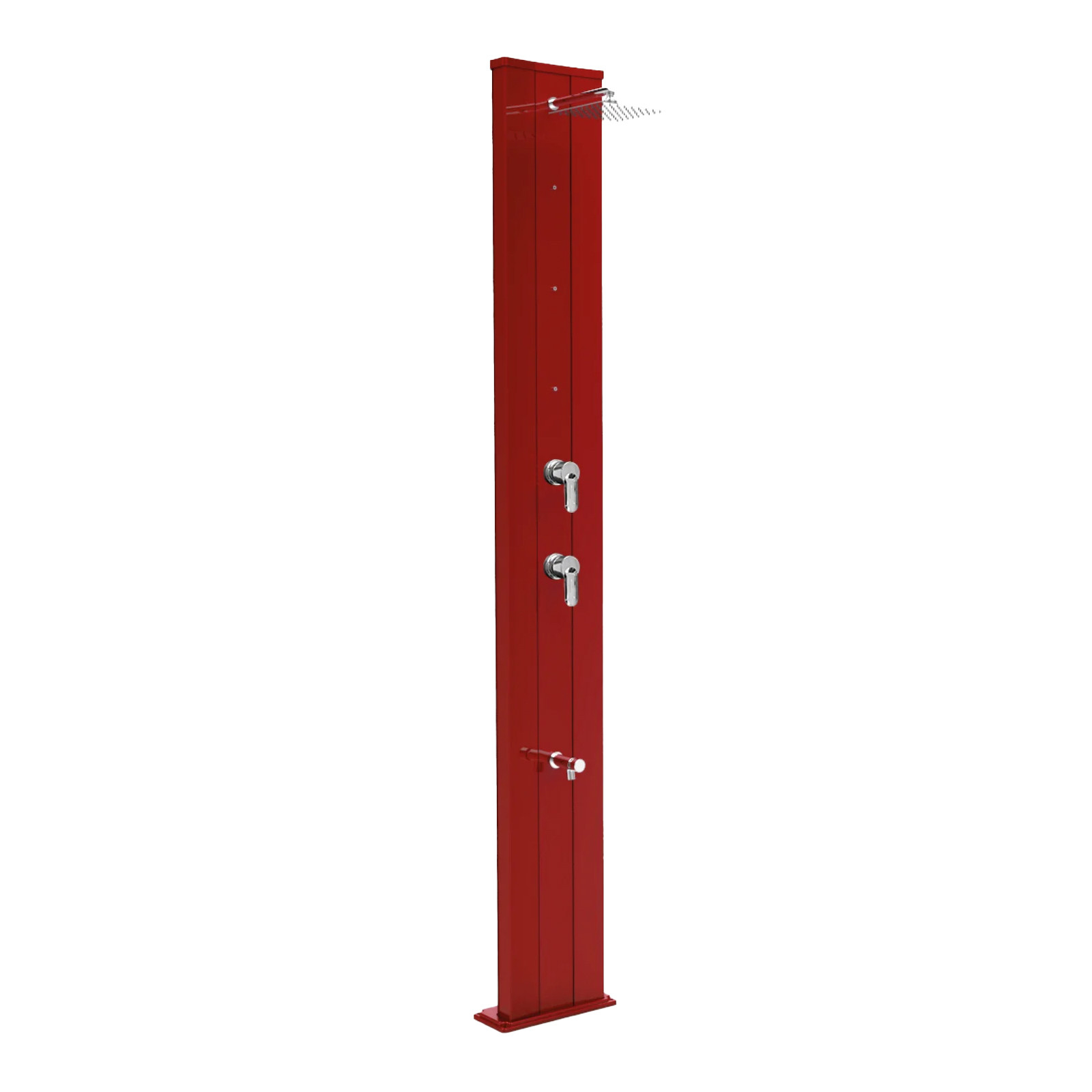 Aluminum solar shower with timed footwasher, diverter and nebulizers Dada S D450