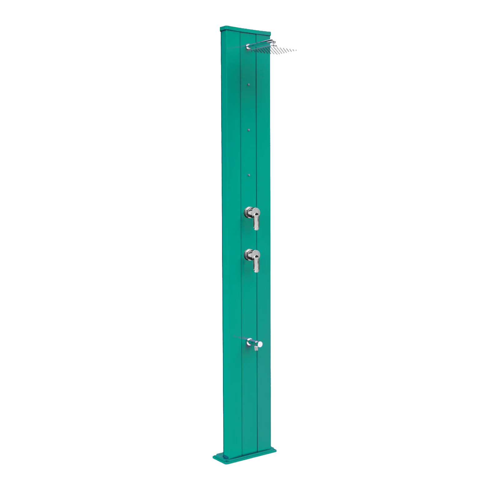 Aluminum solar shower with timed footwasher, diverter and nebulizers Dada S D450