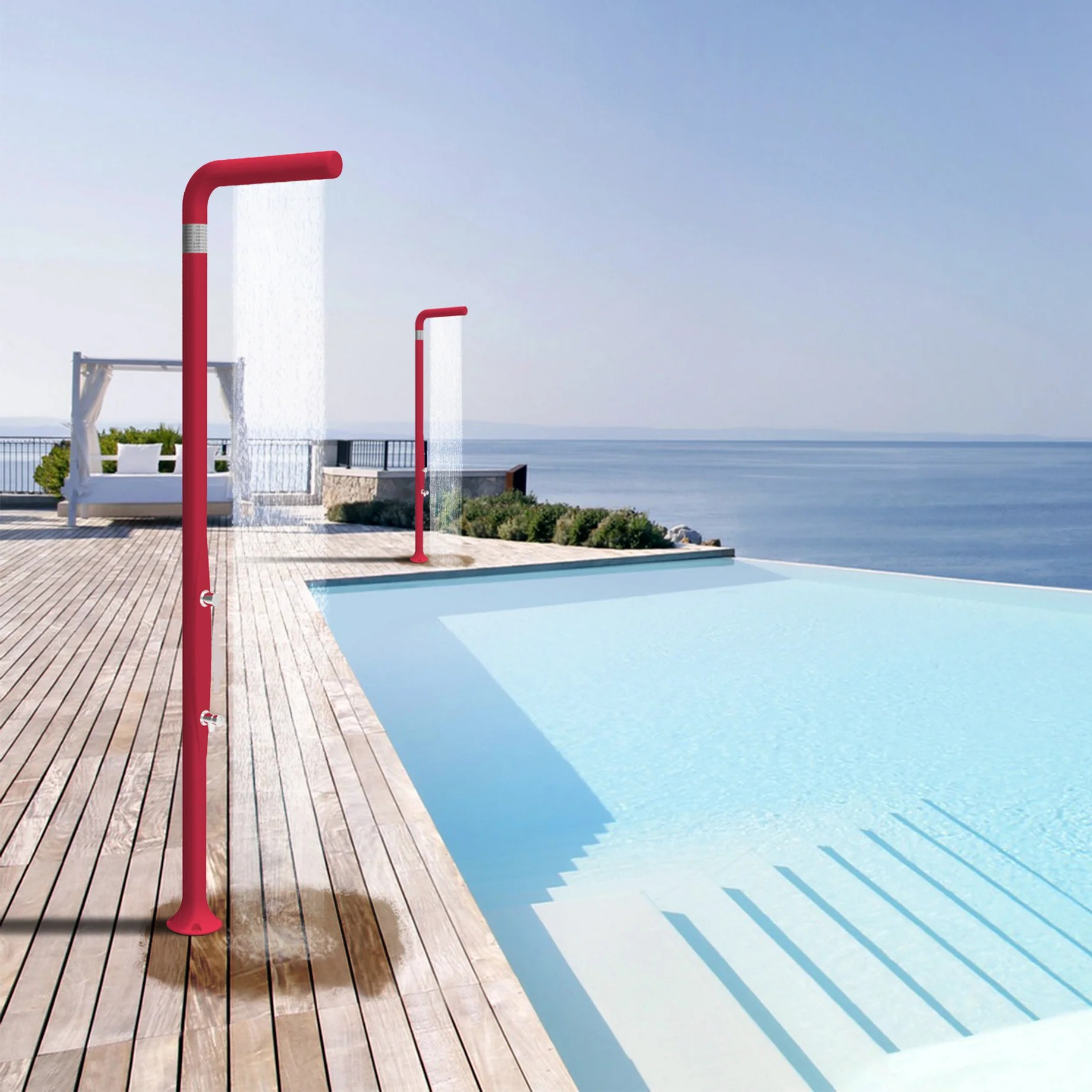 Freestanding outdoor shower with footwasher Funny Yang T225