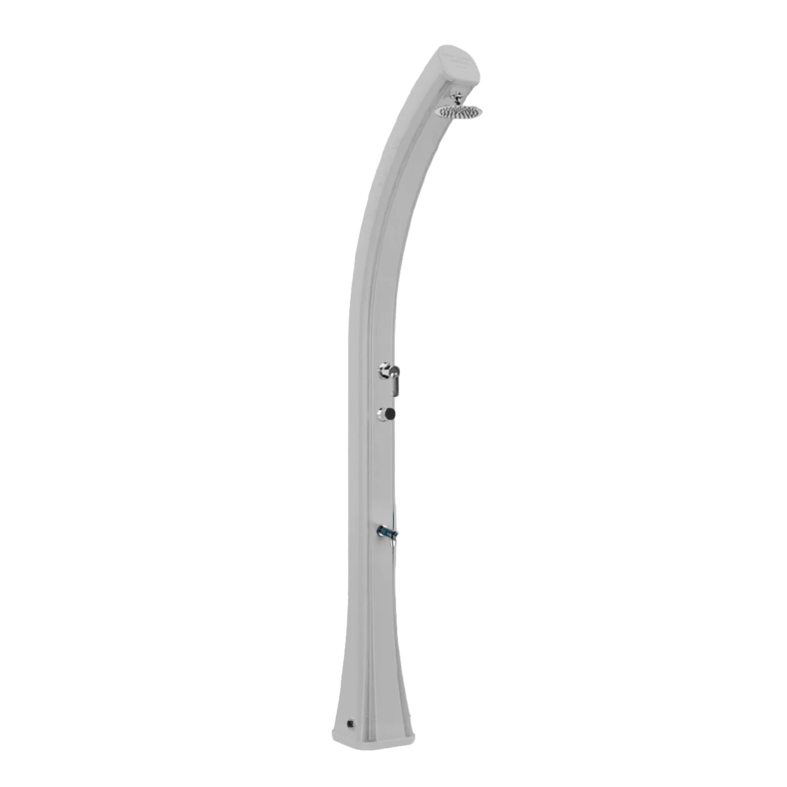 Shower with footwasher and temporized button