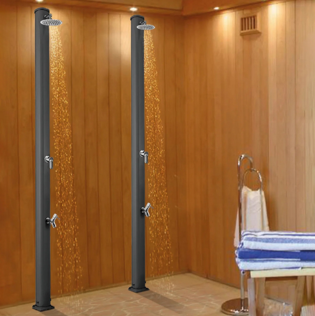 Aluminum outdoor shower with footwasher Jolly S A625