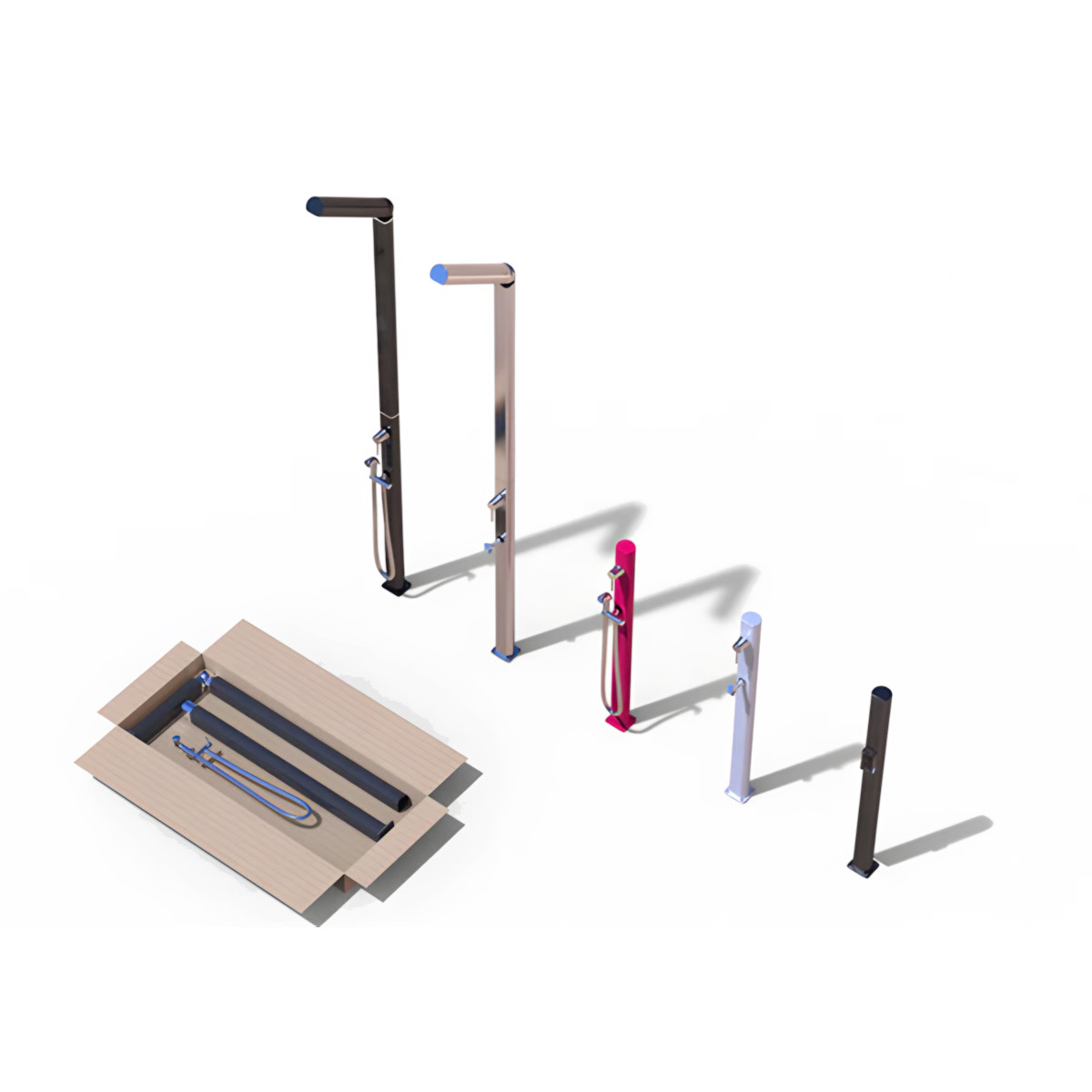 Freestanding outdoor shower with footwasher Quick Q125