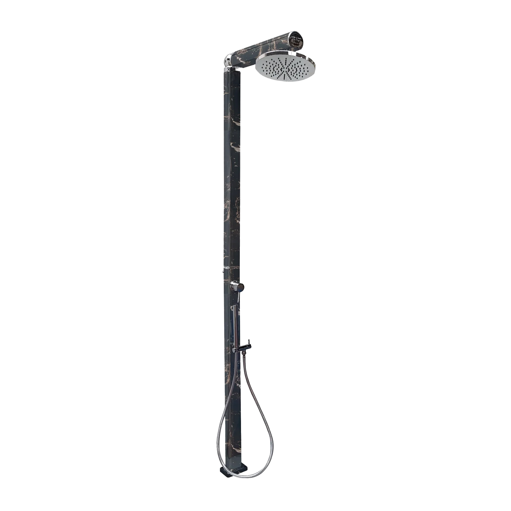 Freestanding outdoor shower with hand shower