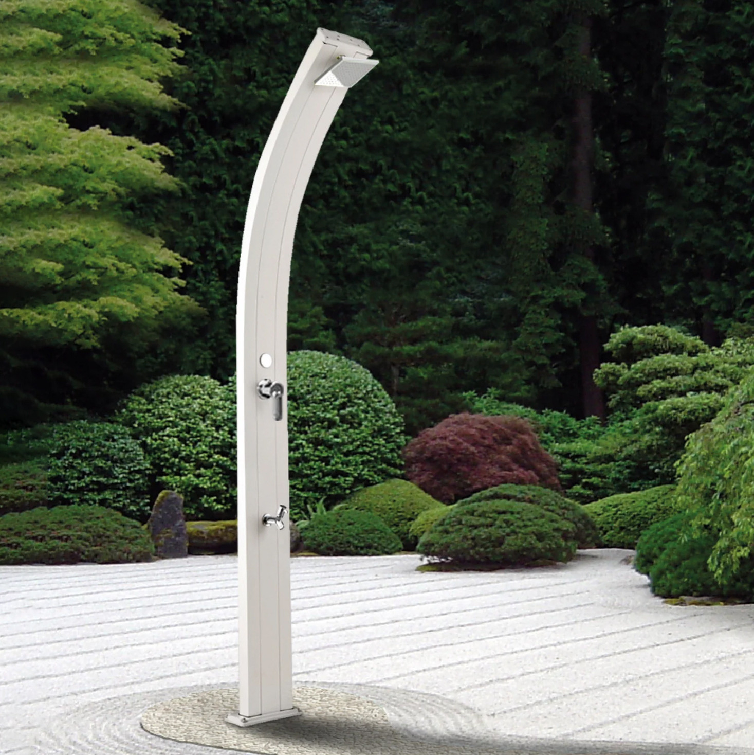 Aluminum outdoor solar shower with footwasher Spring A120