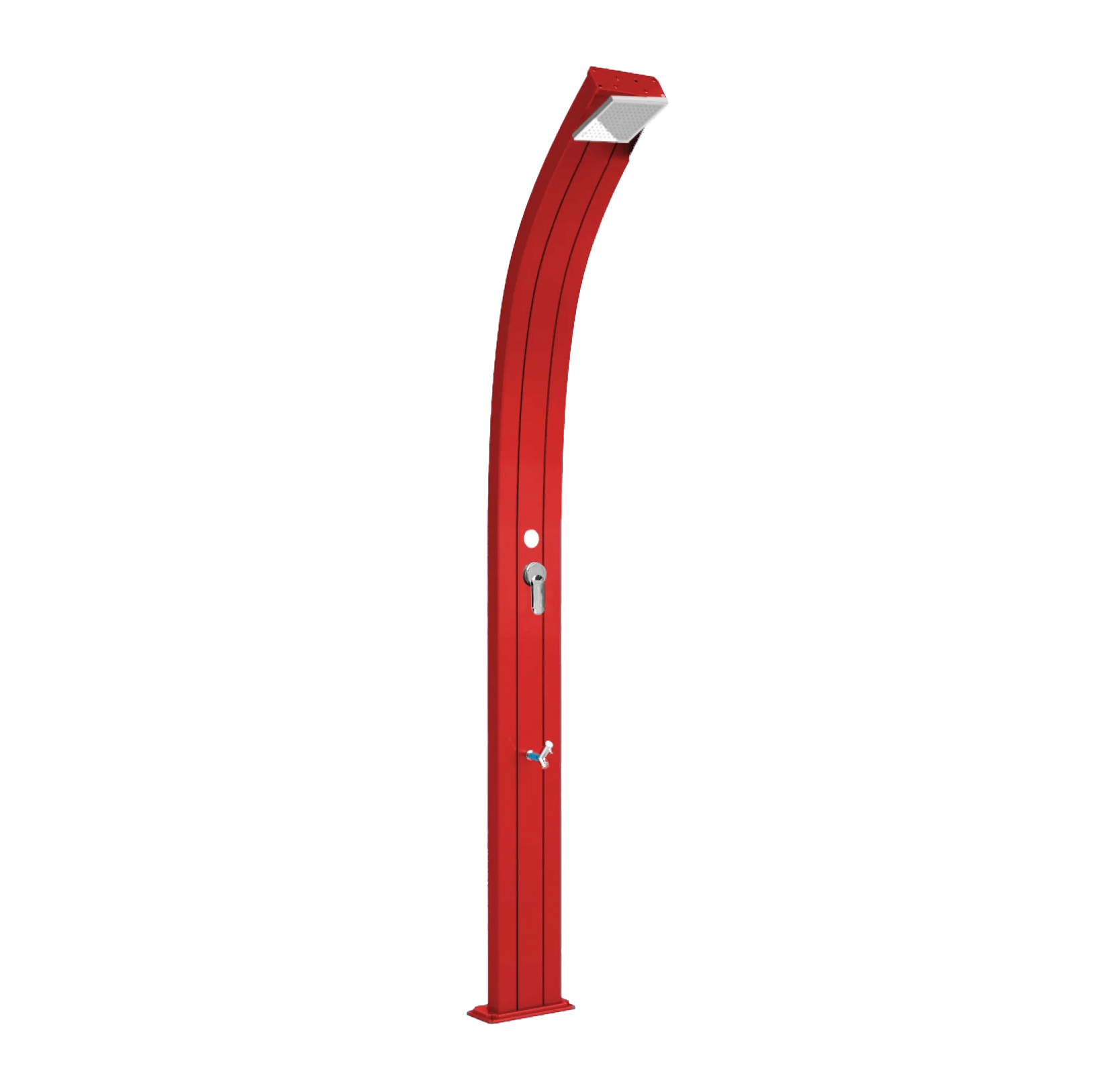 Aluminum solar shower with footwasher