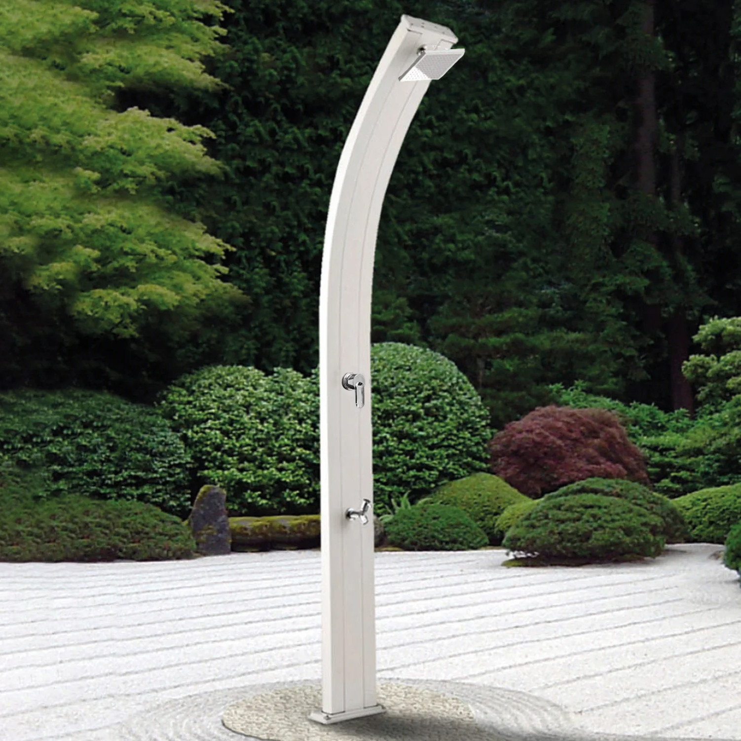 Aluminum outdoor shower with footwasher Spring A125