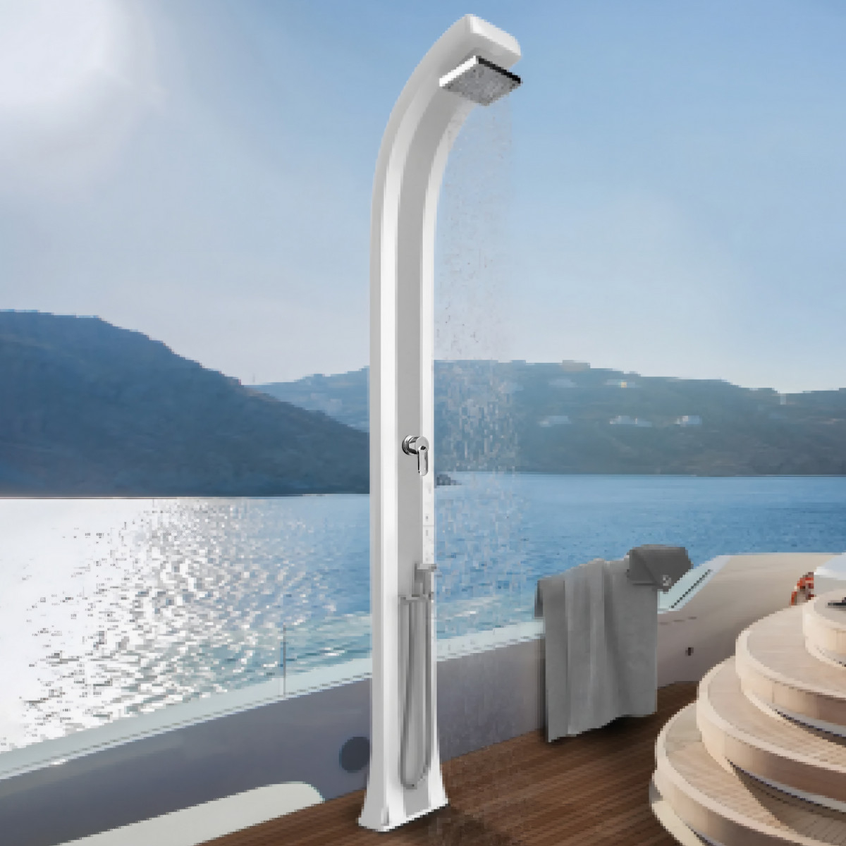 Shower with hand shower and inox band Spring Plus B145-I