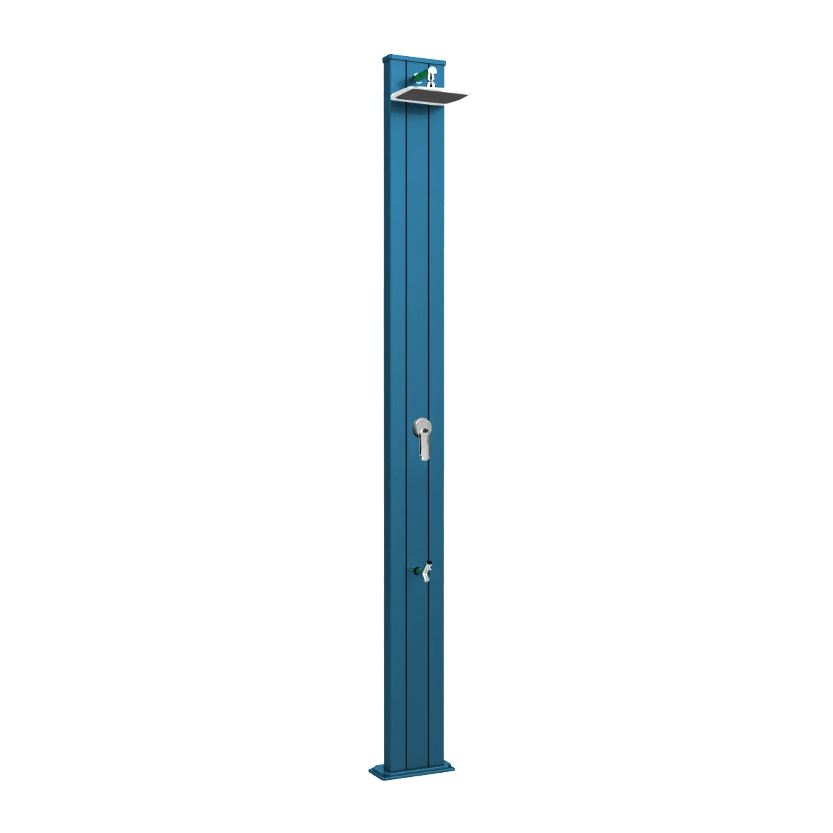 Aluminum solar shower with footwasher