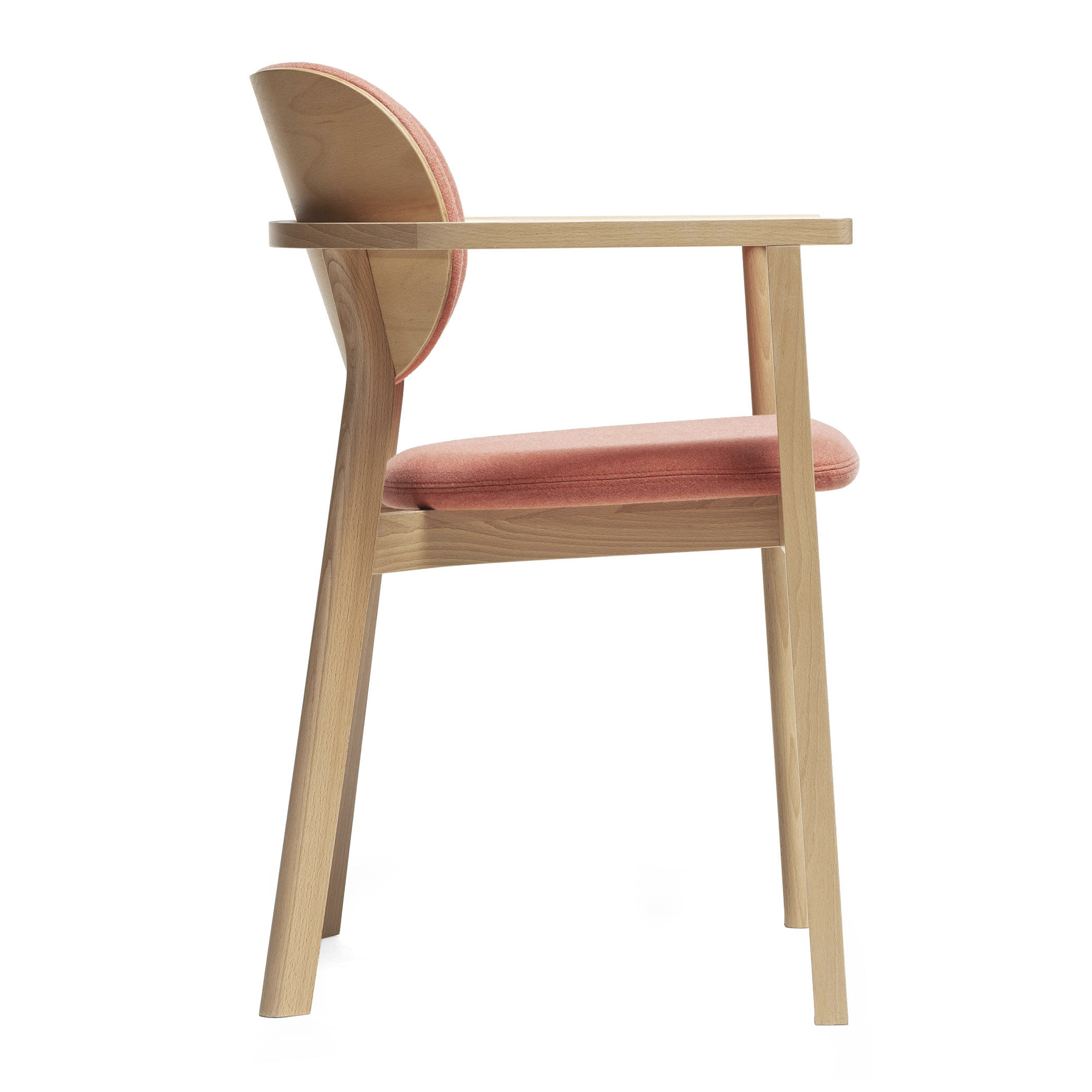 Cafe upholstered beech chair with armrests B-Santiago