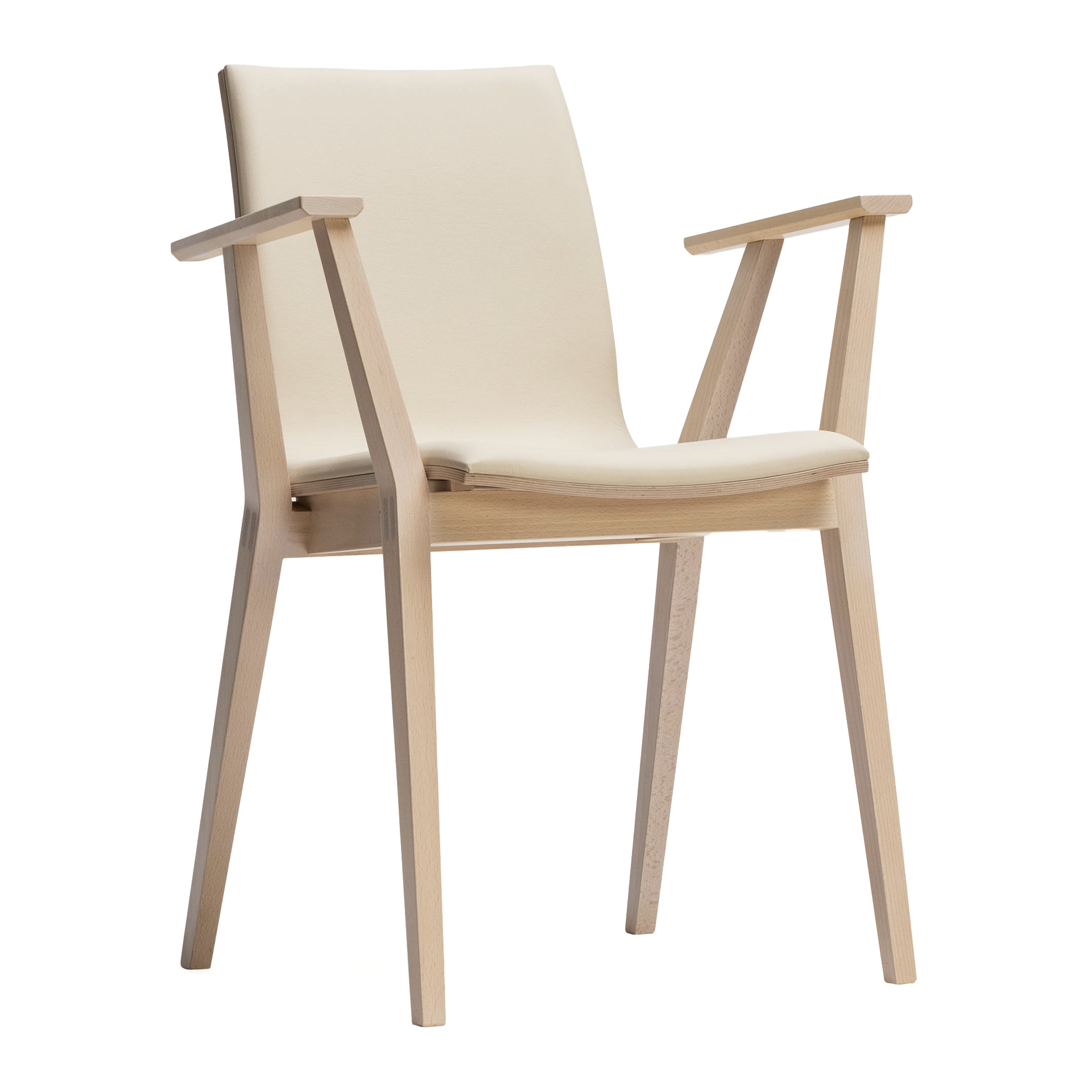 Upholstered cafe beech chair with armrests B-Stockholm UPH