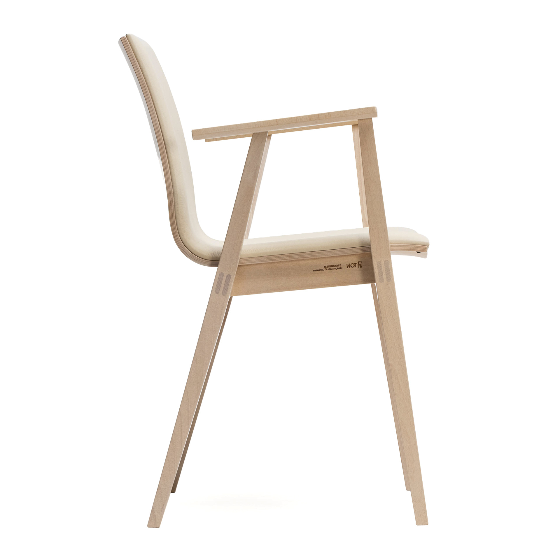 Upholstered cafe beech chair with armrests B-Stockholm UPH
