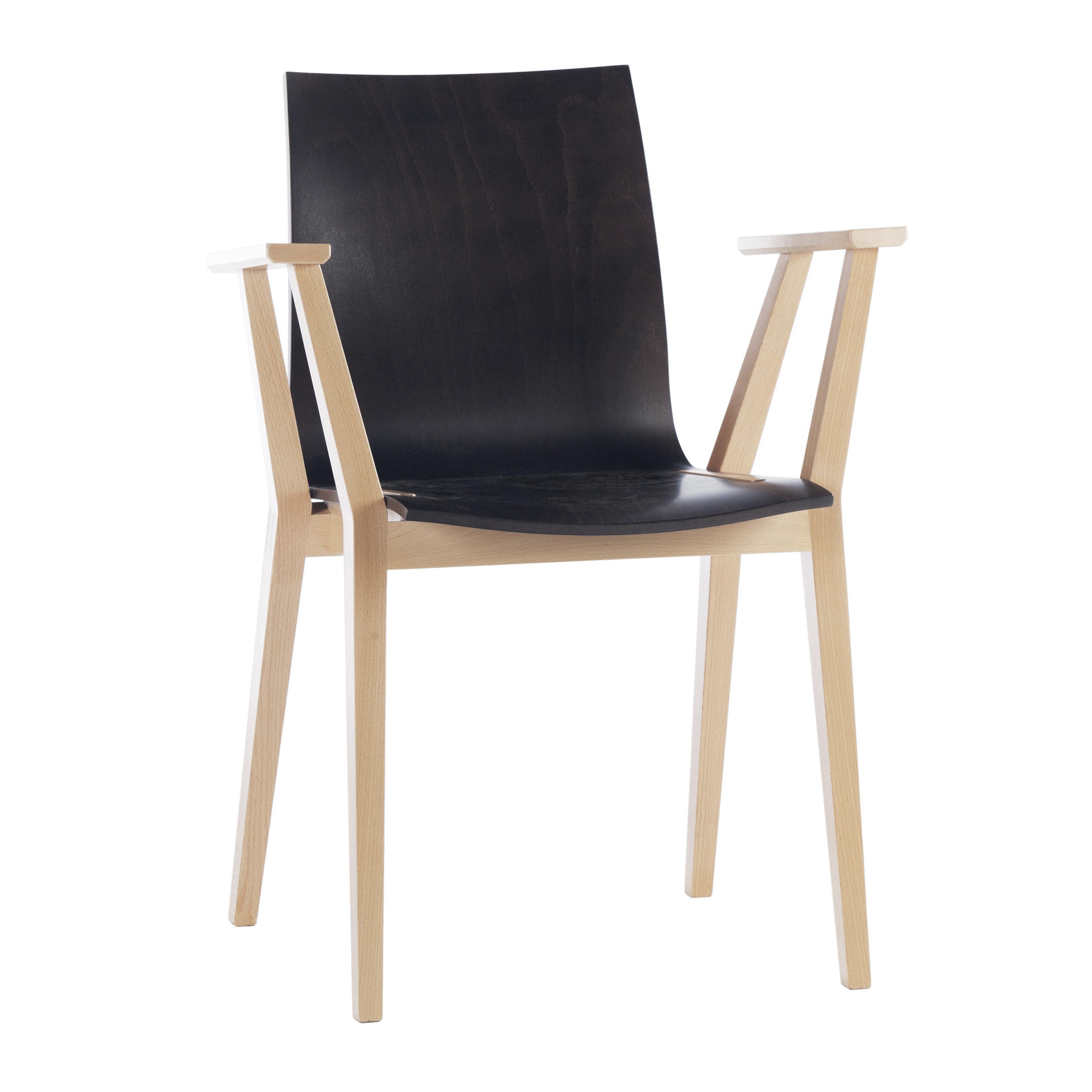 Solid wood chair with armrests