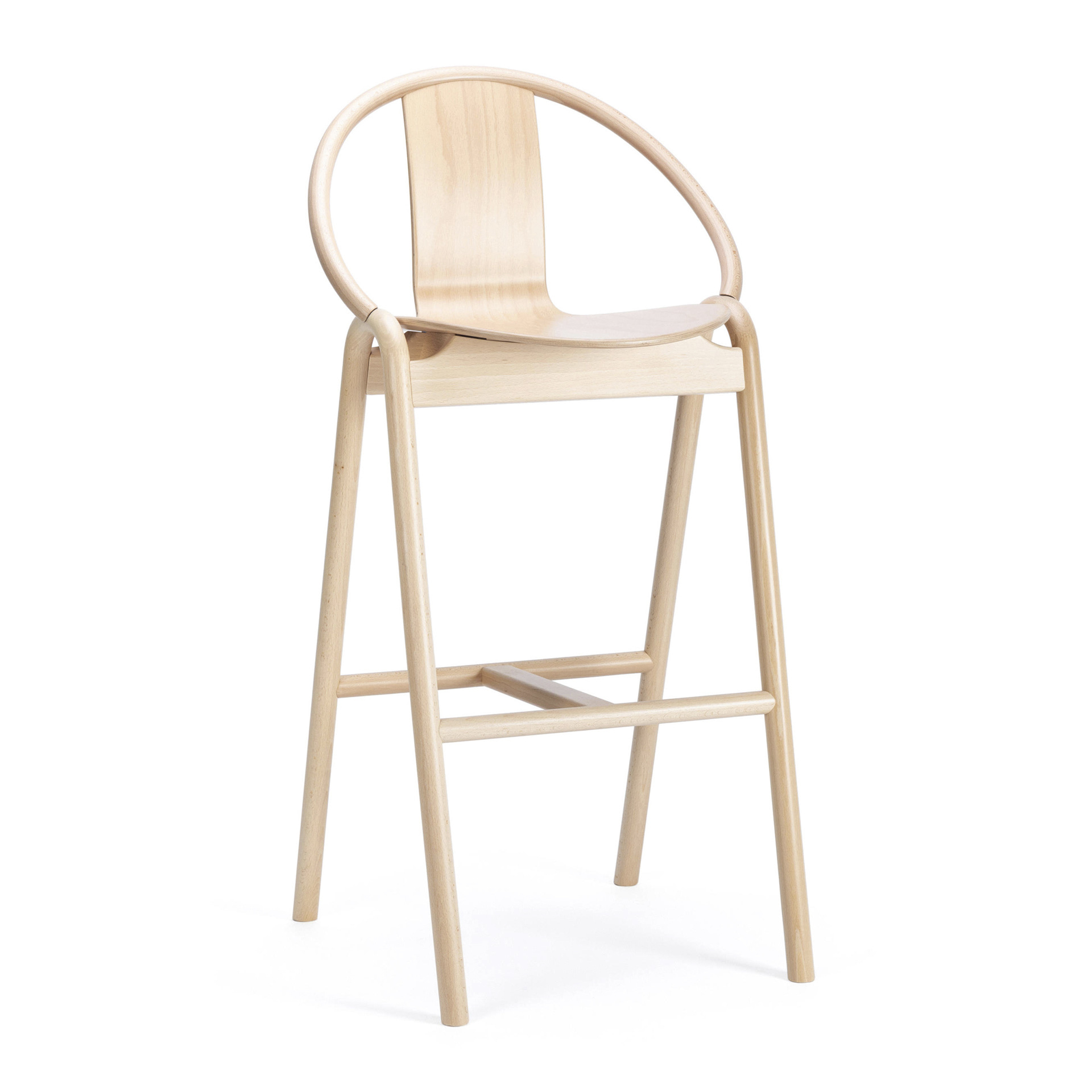Scandinavian solid beech high stool H-311 Again