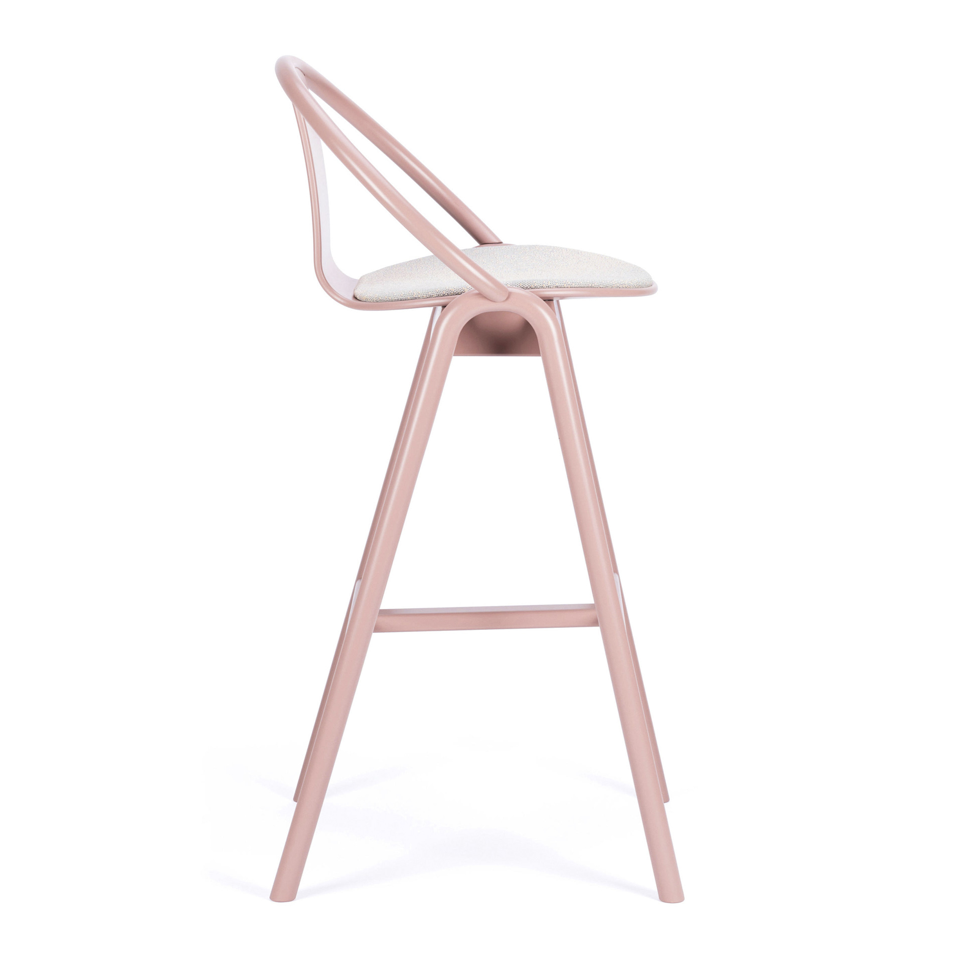 Beech bar stool with upholstered seat H-313 Again
