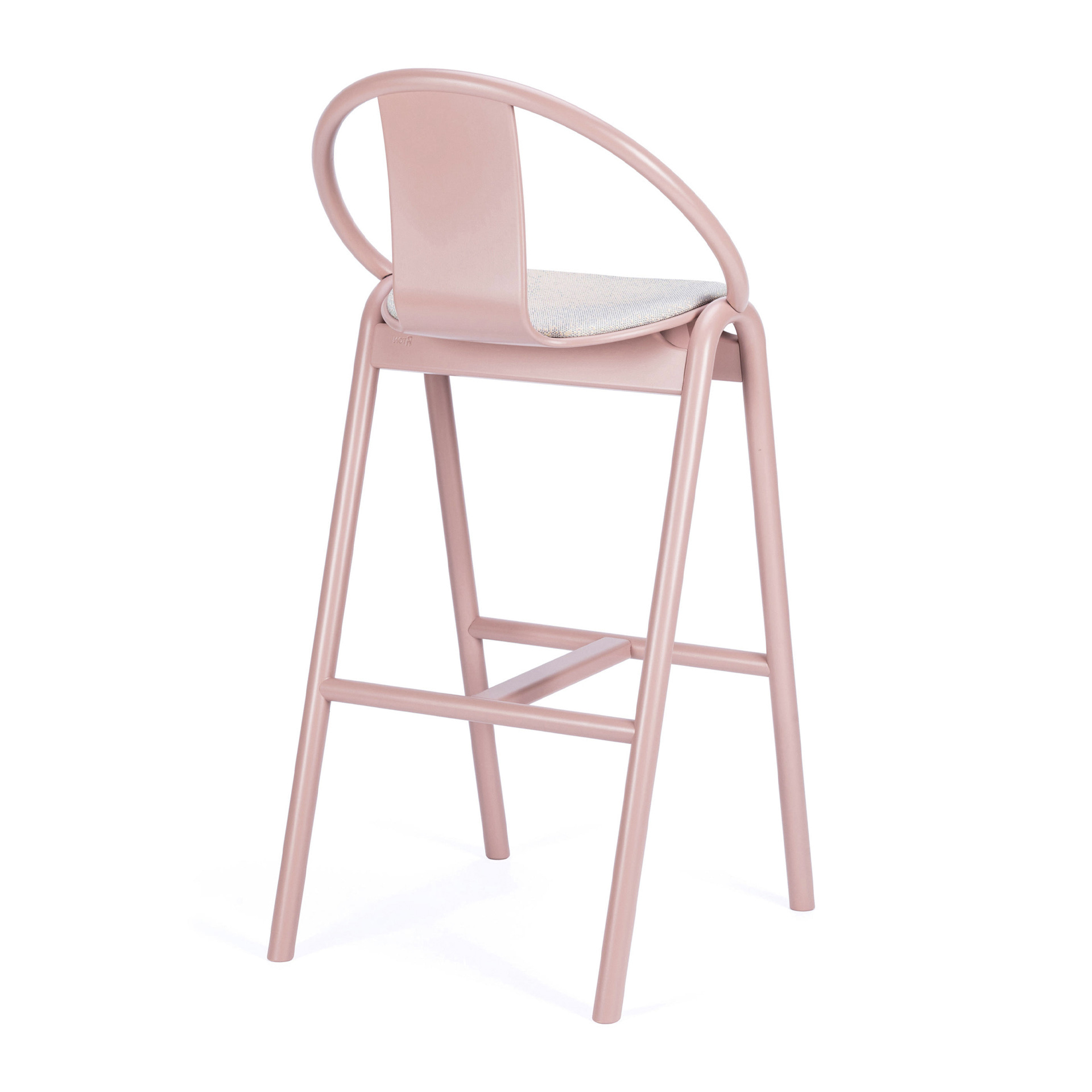 Beech bar stool with upholstered seat H-313 Again