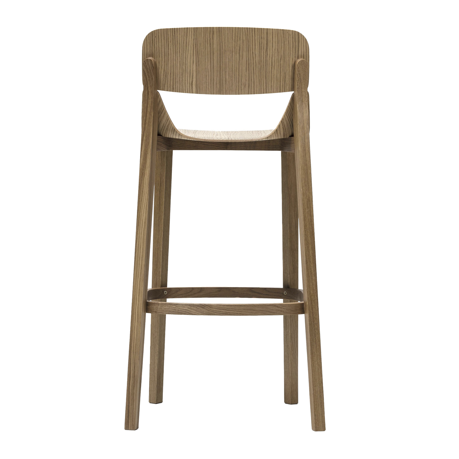 High stool made of beech or oak with solid shell H-Leaf VS
