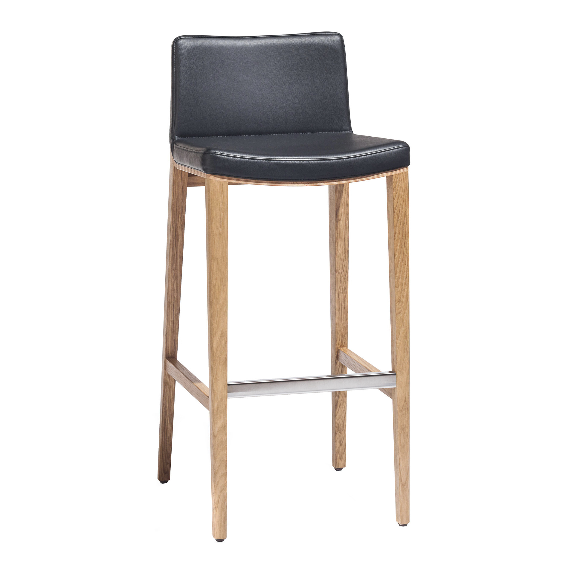 Restaurant upholstered high stool with wooden legs H-313 Moritz