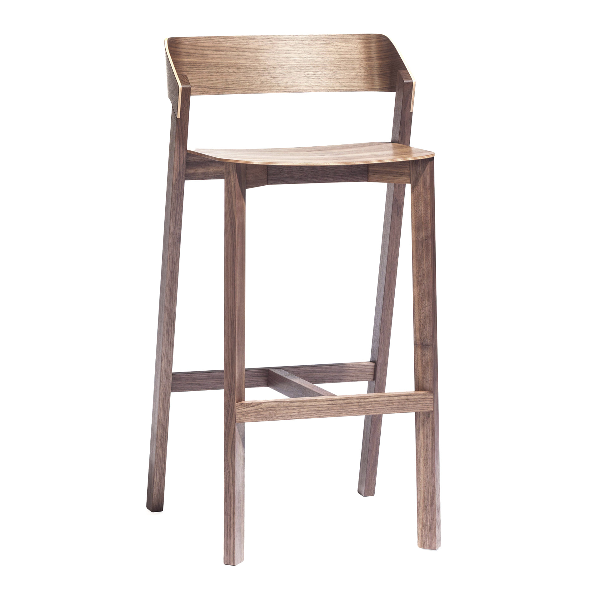High stool made of beech or oak with solid shell H-403 Merano