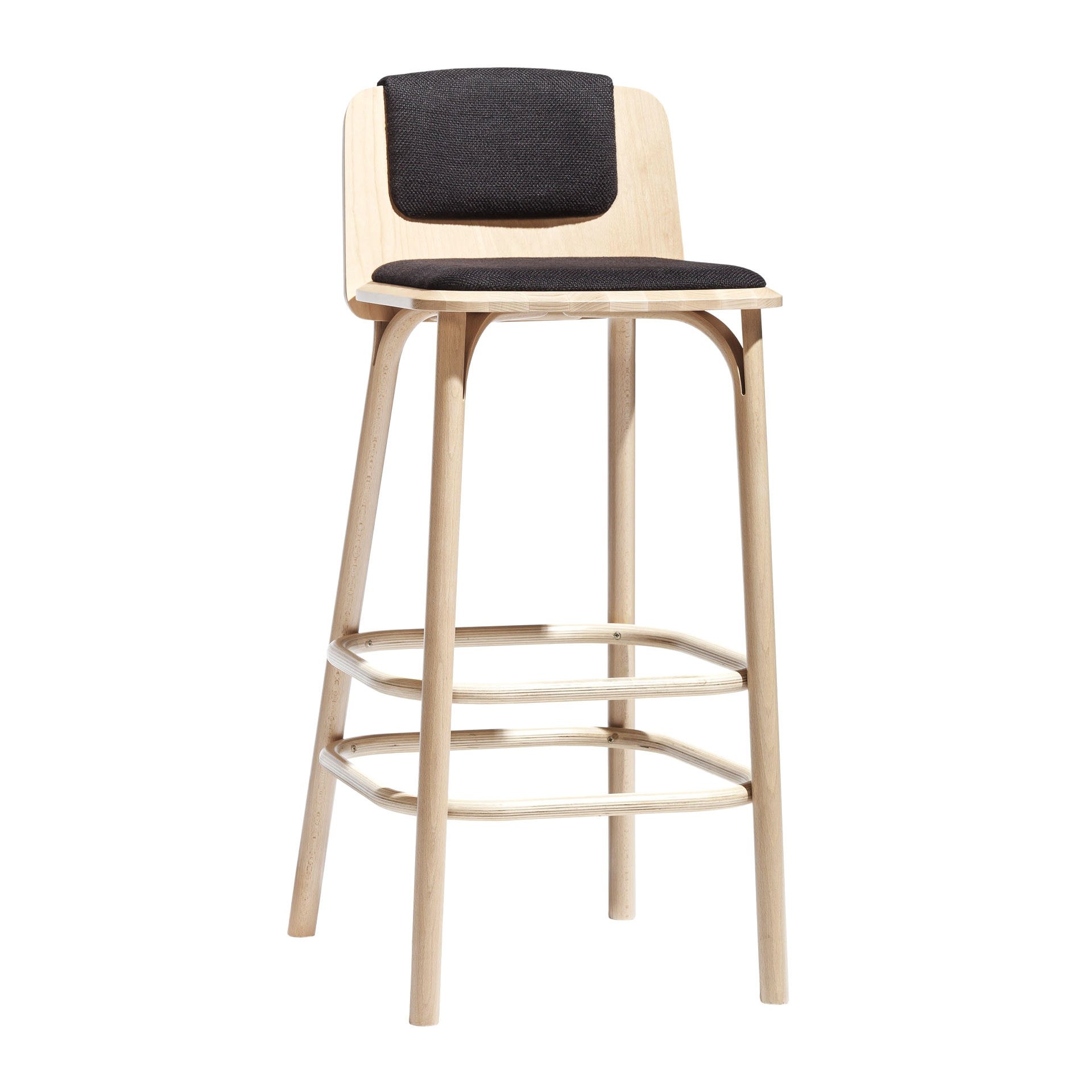 Restaurant upholstered high stool with wooden legs H-372 Split UPH