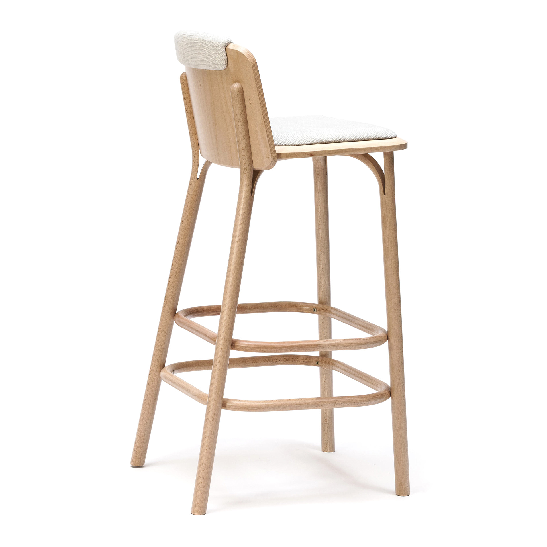 Restaurant upholstered high stool with wooden legs H-372 Split UPH