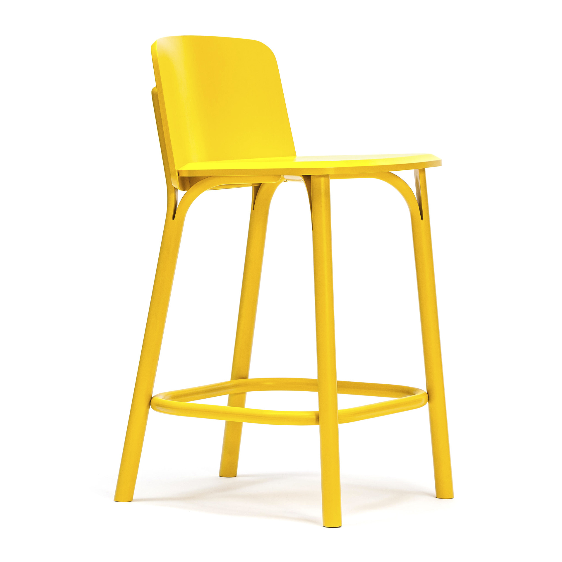 High stool made of beech or ash with solid shell H-372 Split VS