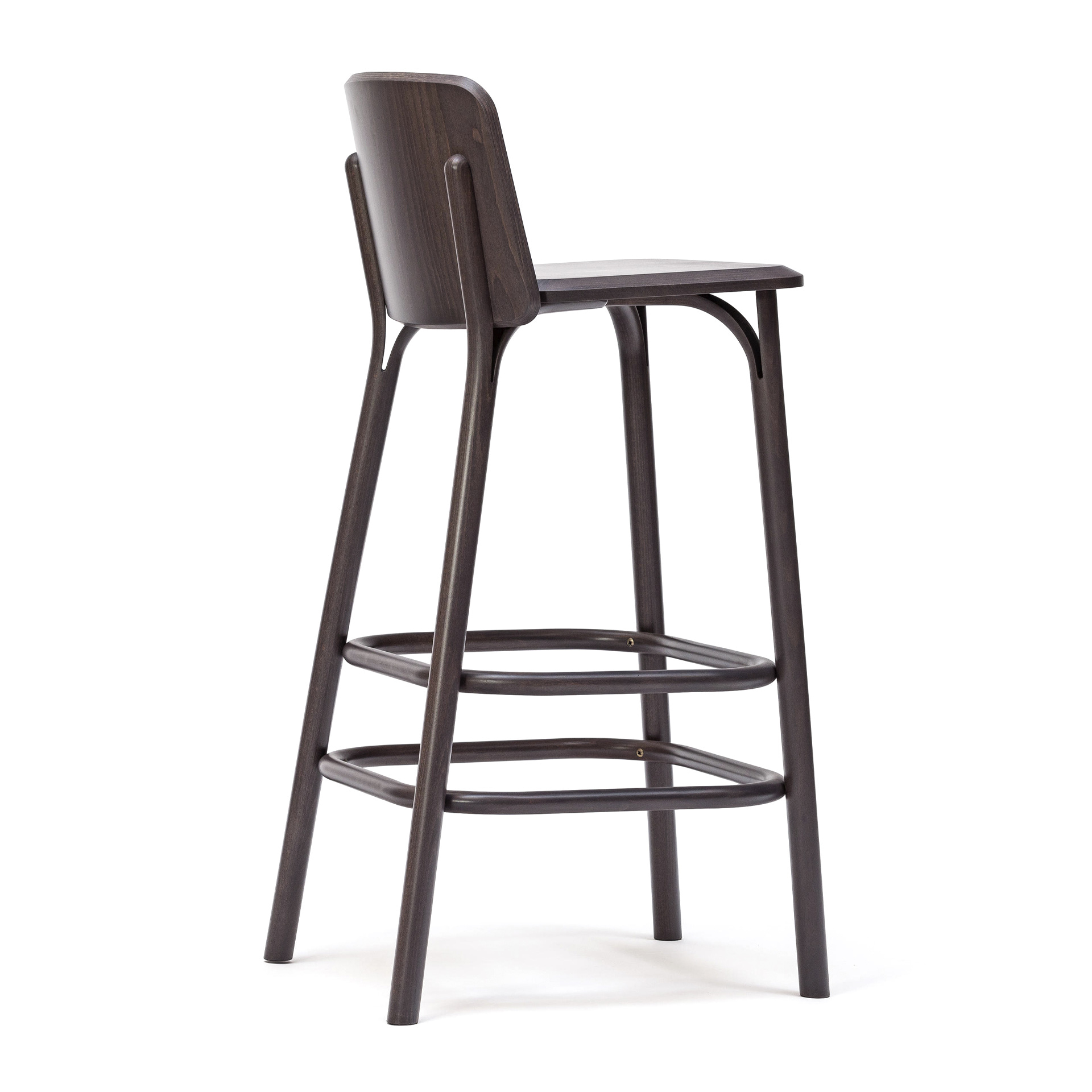 High stool made of beech or ash with solid shell H-372 Split VS