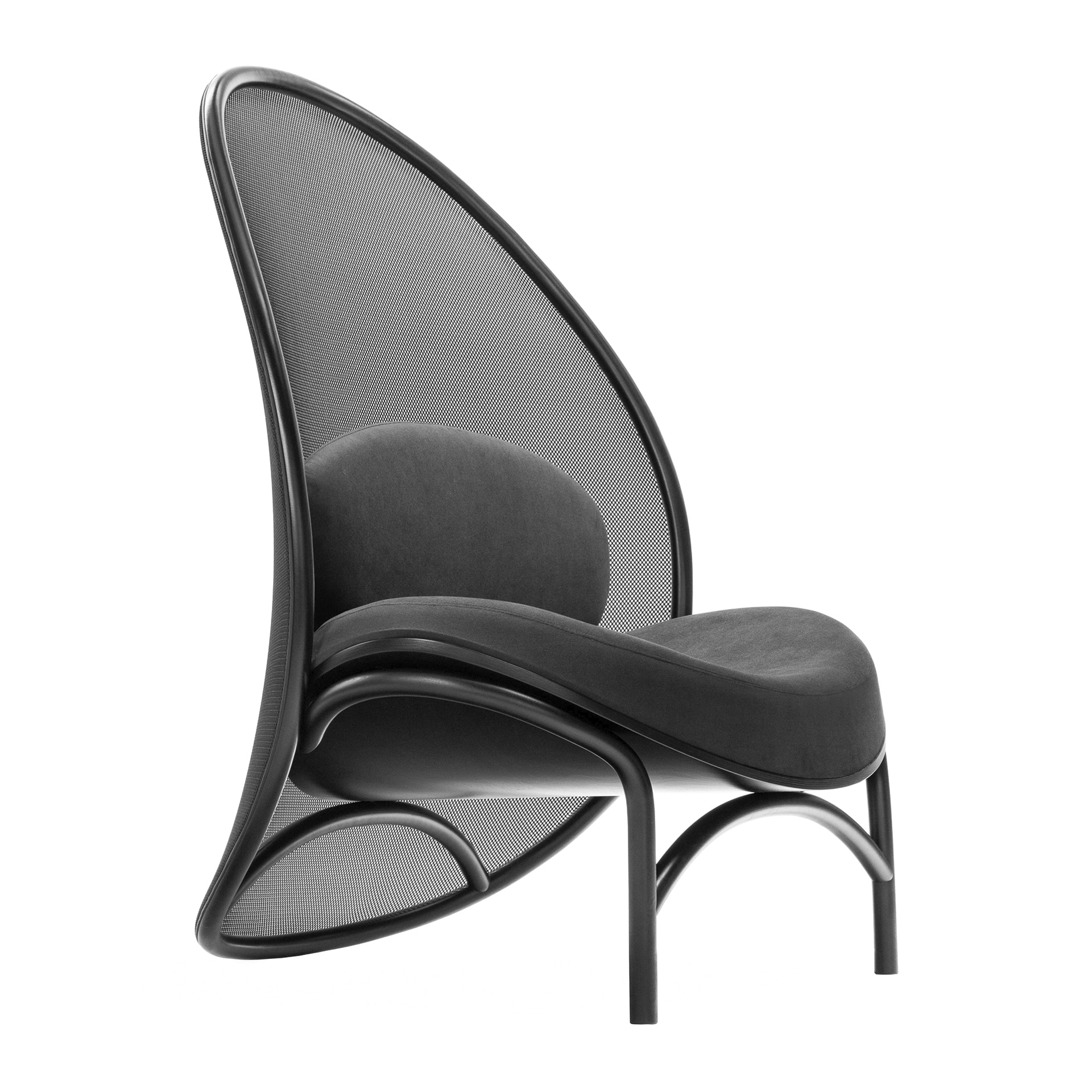 Restaurant upholstered lounge chair with wooden legs M-Chips
